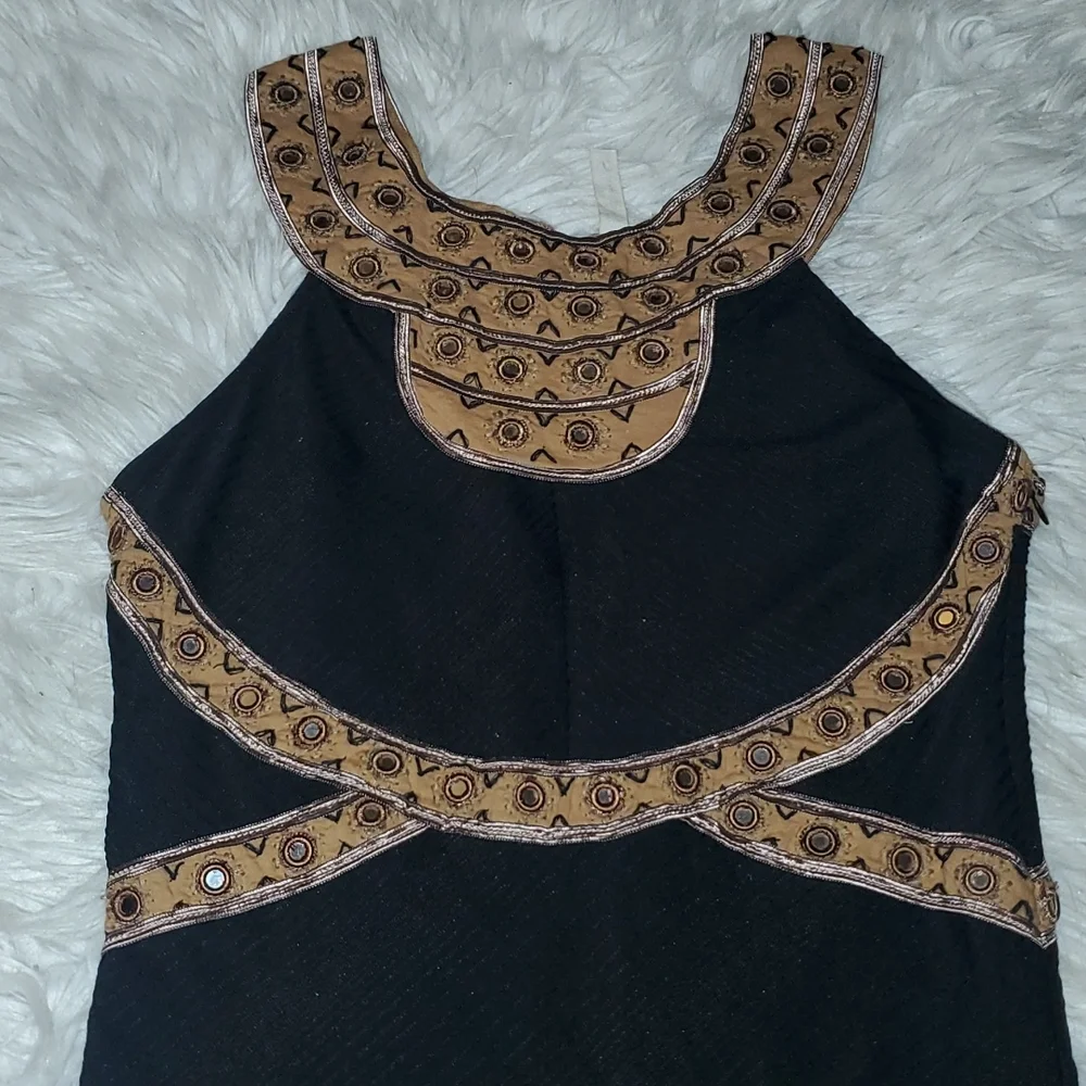 Free People Embellished Cutout Black Mini Dress – Size Small